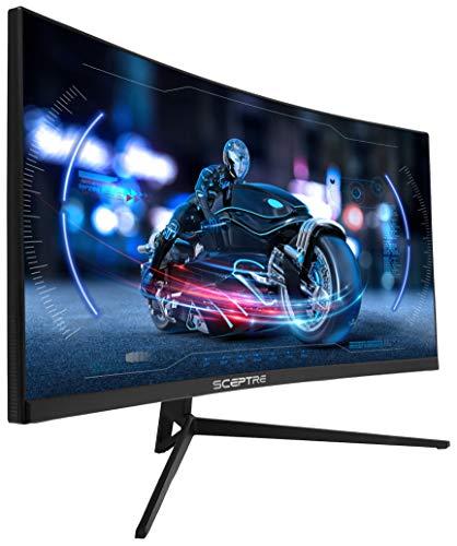 Sceptre Sceptre Curved 24" FHD 1080p Gaming LED Monitor R1200 HDMI DisplayPort 165Hz 144Hz FreeSync G-Sync Compatible, Edgeless Build-in Speakers Machine Black 2021 (C248B-1858RN)