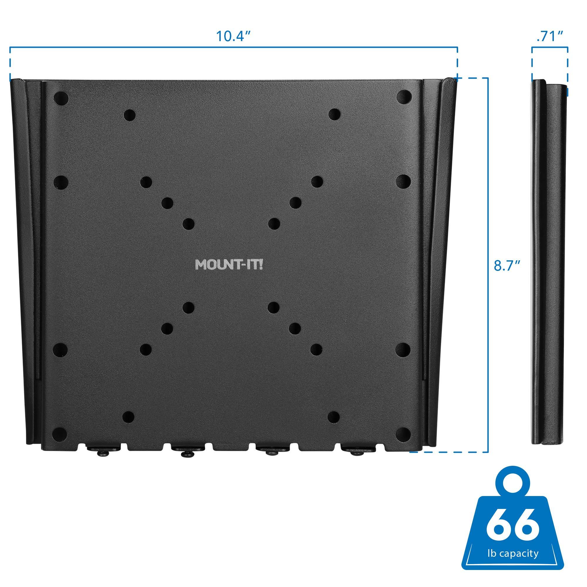 Mount-It! MOUNT-IT! Low-Profile Fixed TV Wall Mount With Removable Plate | Flush Wall Mounting Bracket Fits 23\" - 42\" Screens Up To VESA 200x200 mm, 66lbs Capacity, Black