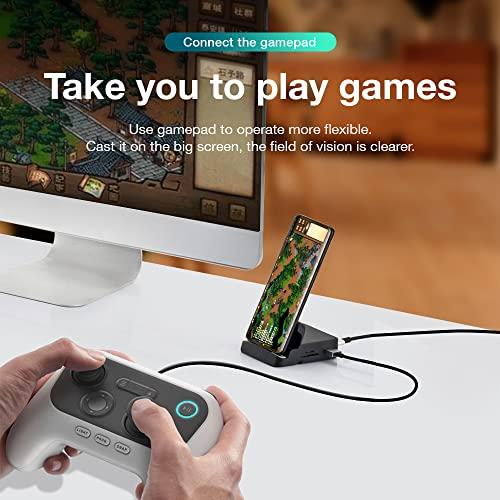 GloryKylin GKI Docking Station, USB C Mobile Phone to 4K HDMI Hub, 8-in-1 Charging Station, Support DP Alt Mode, Compatible with Samsung Dex Mode. Black