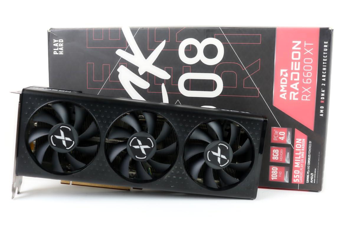 XFX XFX Speedster QICK308 Radeon RX 6600 XT Black Gaming Graphics Card with 8GB GDDR6 HDMI 3xDP, AMD RDNA 2 RX-66XT8LBDQ (Renewed)