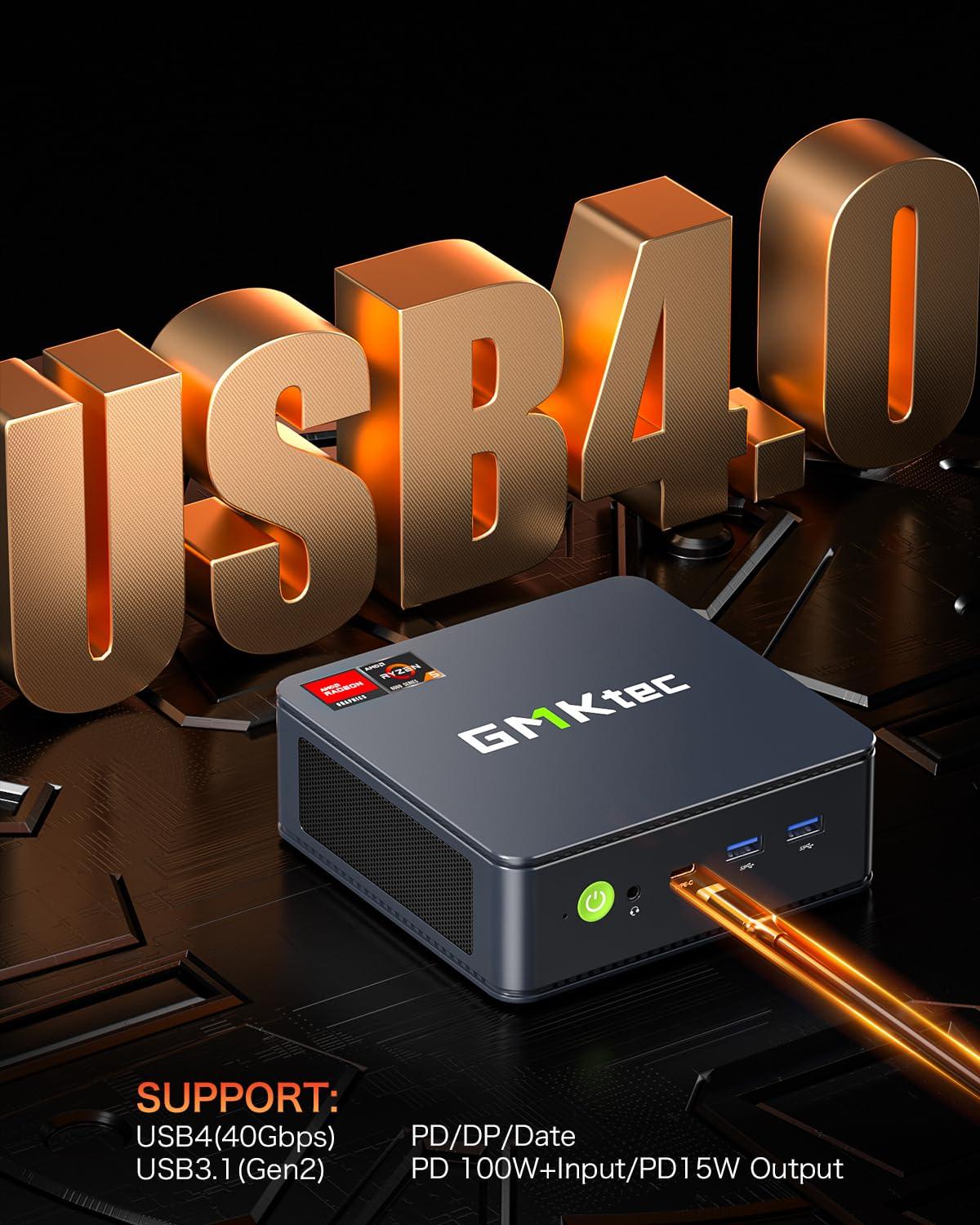 GMKtec GMKtec Mini PC Ryzen 6600H (Upgraded 6600U), M6 Gaming Desktop Computer Dual NIC LAN 2.5G, AMD R5 6600H (6C/12T up to 4.50Ghz), 32G DDR5 RAM + 1TB PCle SSD, WiFi 6E, USB 4.0, BT 5.2, HDMI