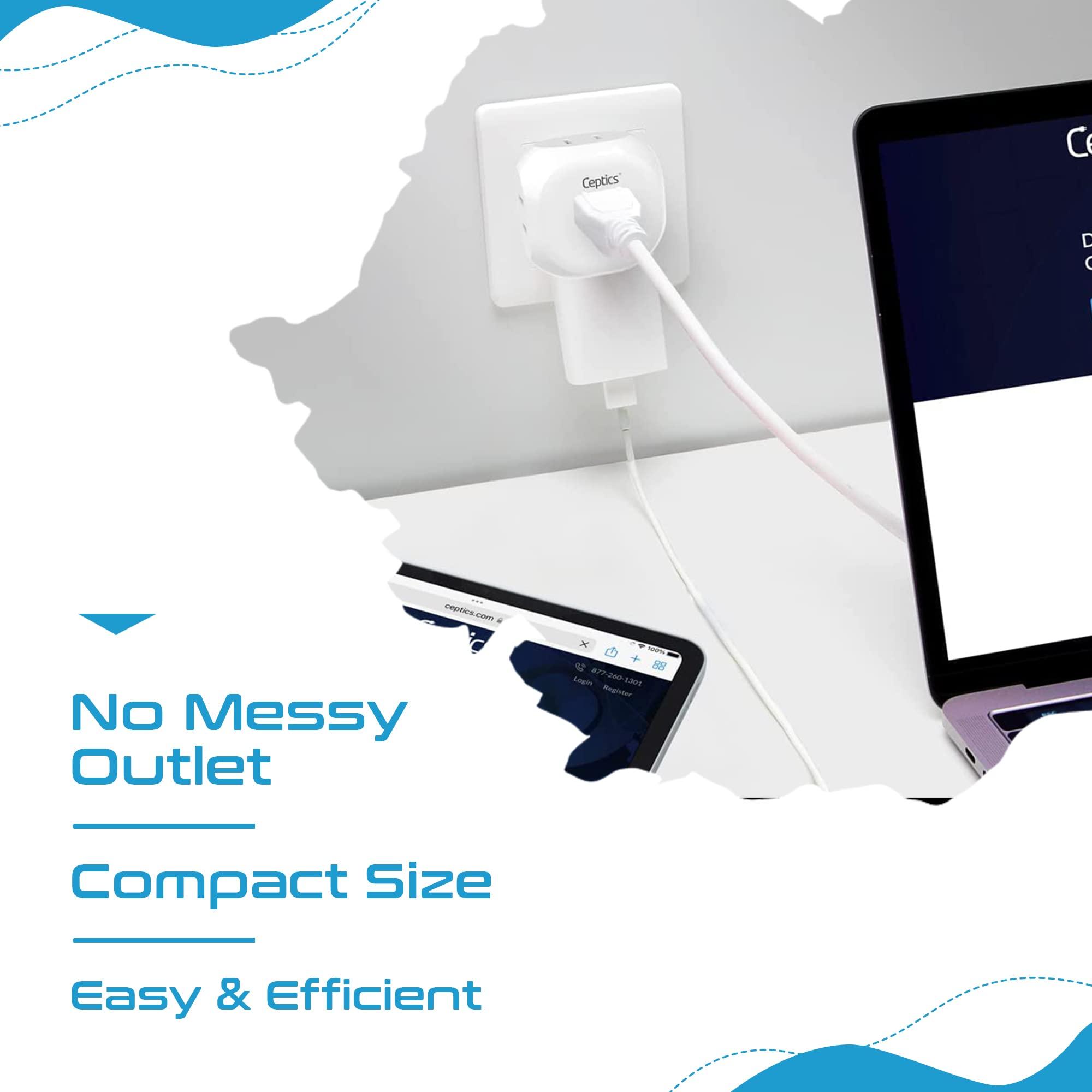 Ceptics Ceptics European Travel Plug Adapter Europe Power Adaptor Charger 4 Input - Ultra Compact - Light Weight - USA to Any Type C Countries Such as Italy, Iceland, Austria and More - 2 Pack (PT-9C)