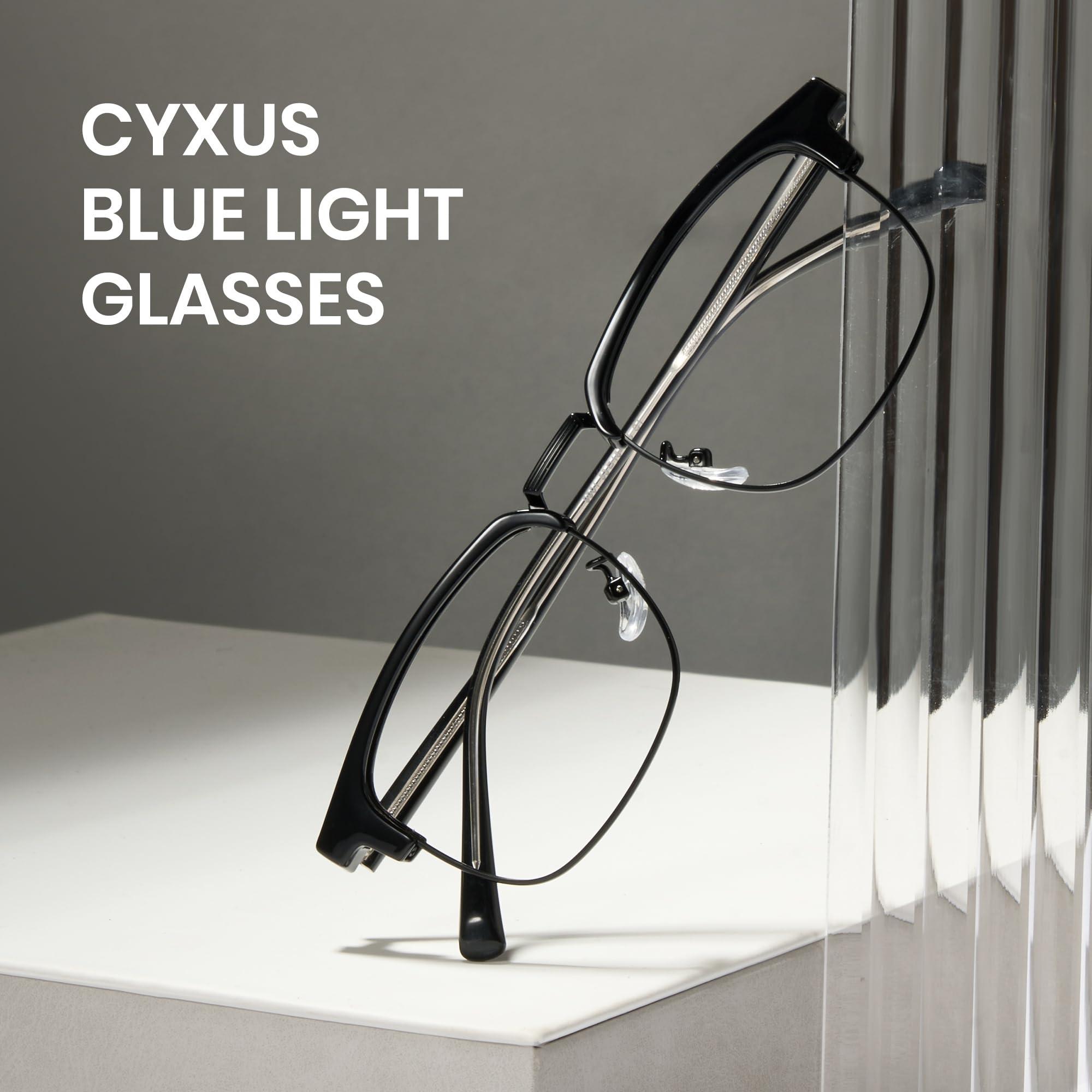 Cyxus Cyxus Men Blue Light Blocking Glasses Half Rimless Computer Gaming Glasses Square Fashion Glasses for Men 8216 Black