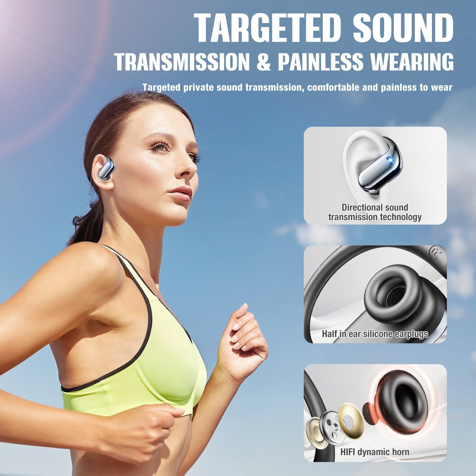 ELECGO ELECGO Sport Wireless Earbuds, Bluetooth 5.4 Headphones with ENC and AI Noise Cancellation, Hi-Fi Audio Playback & Dual LED Display, Sport Bluetooth Eerphones with Earhooks for Workout, Running