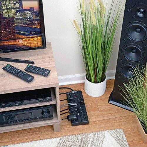 Tripp Lite Tripp Lite TLP1208TELTV 12 Outlet Surge Protector Power Strip, 8ft Cord, Right-Angle Plug, Tel/Modem/Coax Protection, RJ11, & Dollar 150,000 Insurance Black