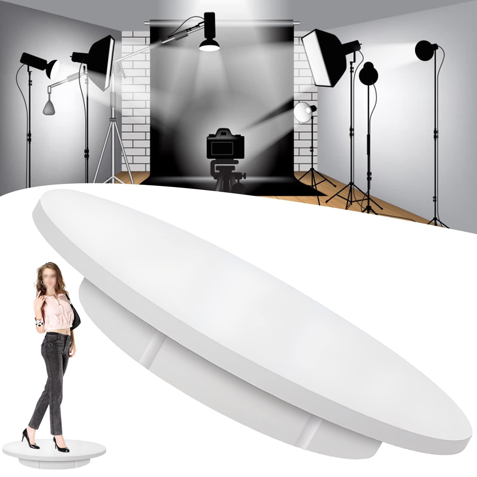 FONOBO FONOBO Electric Rotating Turntable for Photography, 360 Motorized Rotating Stand Display with 5 PVC Backgrounds for Live Video,White