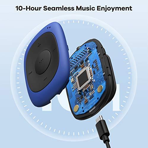 AGPTEK AGPTEK G02 8GB Clip MP3 Player with FM Shuffle, Portable Music Player with Sweatproof Silicone Case for Sports, Blue