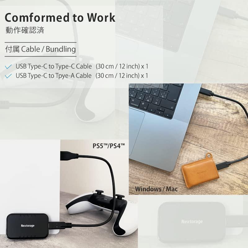 Nextorage Nextorage Japan 2TB USB3.2 Gen2 Poratable SSD NX-P2SE sereis Type-C Compact and Fast Speed (max Read 1000MB/s)