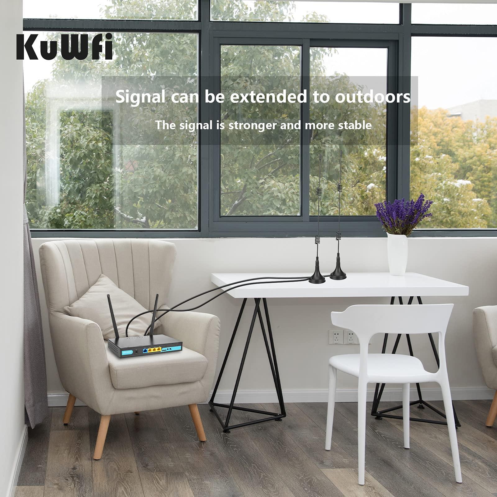 KuWFi KuWFi 4G LTE Router with SIM Card Slot, Unlocked 4G WiFi Router with External Antennas, Industrial Wireless CPE Internet Routers for Home/Office, Work with AT&T and T-Mobile