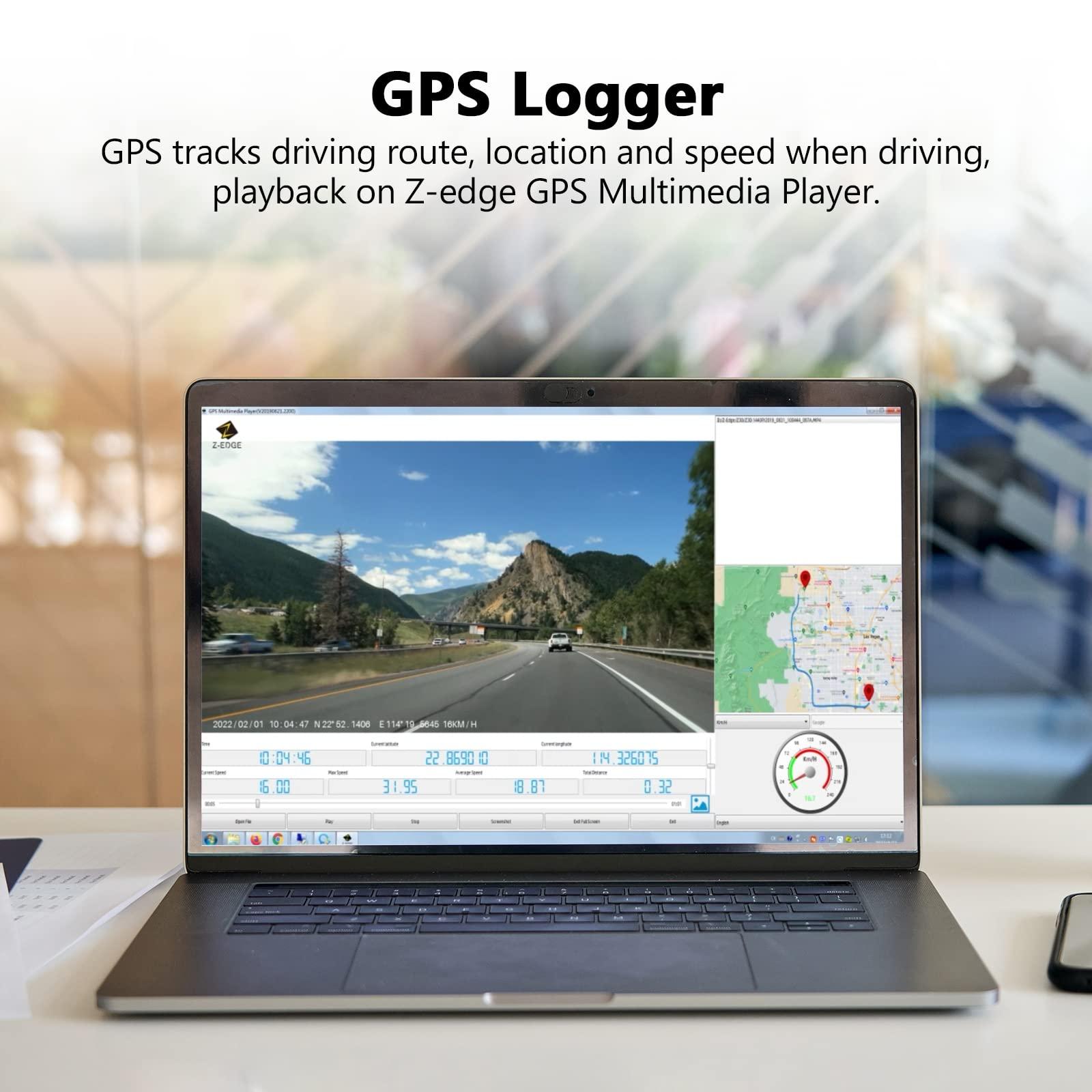 Z Z-EDGE Dash Cam, Z-Edge Z3D 2560x1440P QHD, Front and Rear Dash Cam with WiFi, GPS, Dual Cam, Car DVR, Night Vision, Parking Mode, G-Sensor, Loop Recording