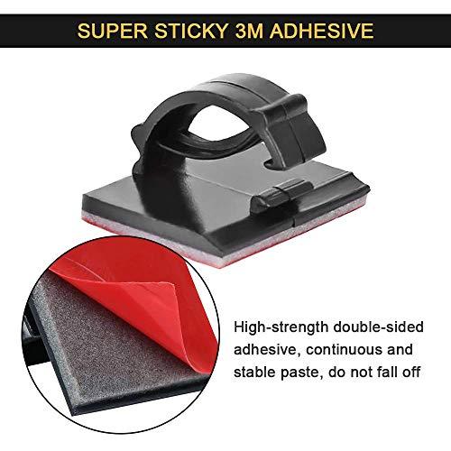 EtoBesy Cable Clips Adhesive Cord Organizer, Management 3M Cable Ties Wire Clips Organizer Cable Clamp Holders for Desk Car Tables PC Laptop TV Home Office Walls (0.75\"x0.6\", 30pcs, Black)