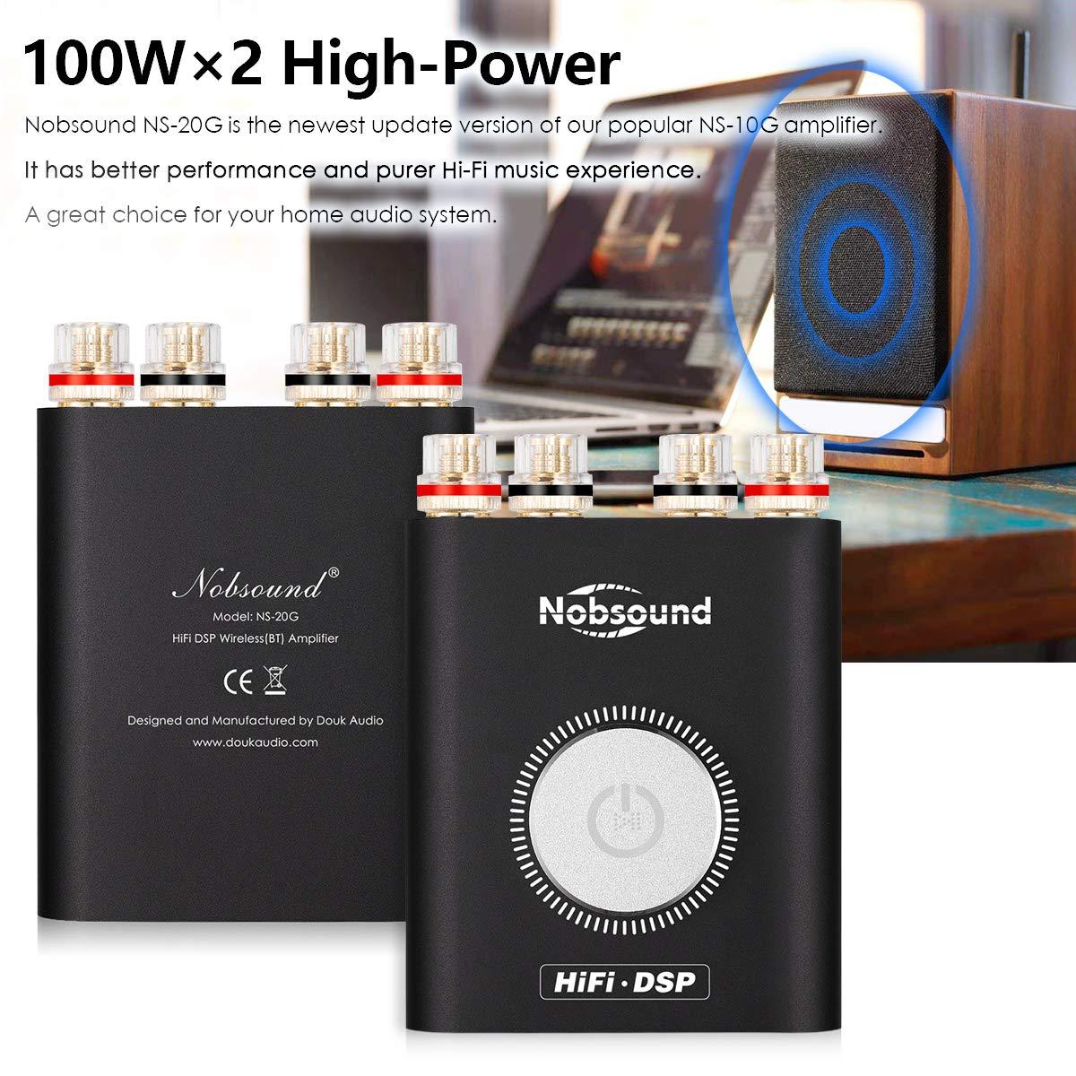 Douk Audio Nobsound NS-20G 200W Mini Bluetooth 5.0 Power Amplifier 2.0 Channel Wireless Receiver Hi-Fi DSP Stereo Headphone Audio Amp LED Display