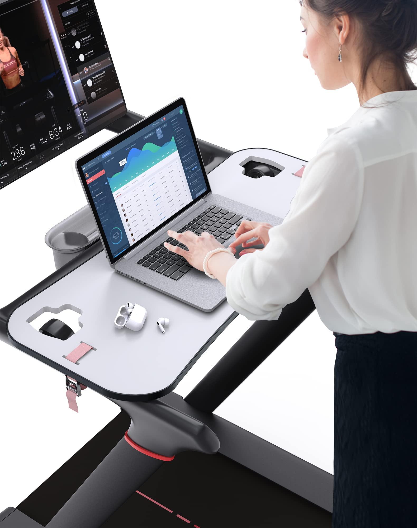 Qsxou Qsxou Treadmill Desk Attachment,Peleton Tread Tray Accessories Laptop Stand with Tablet Holder and Edge Protector,Treadmill Workstation for Home/Office