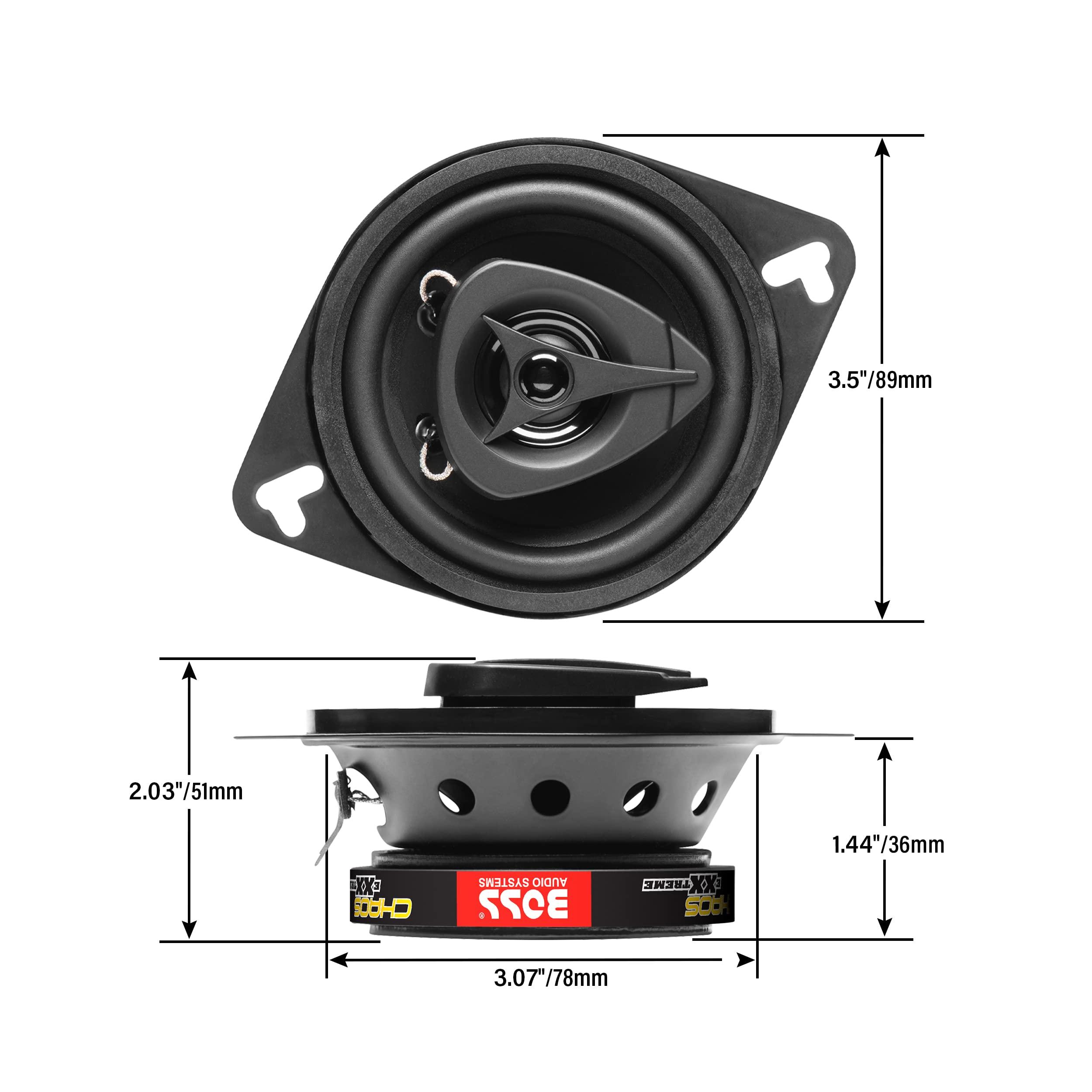 BOSS Audio Systems BOSS Audio Systems CH3220B Chaos Series 3.5 Inch Car Door Speakers - 140 Watts Max (per Pair), Coaxial, 2 Way, Full Range, 4 Ohms, Sold in Pairs, Bocinas para Carro