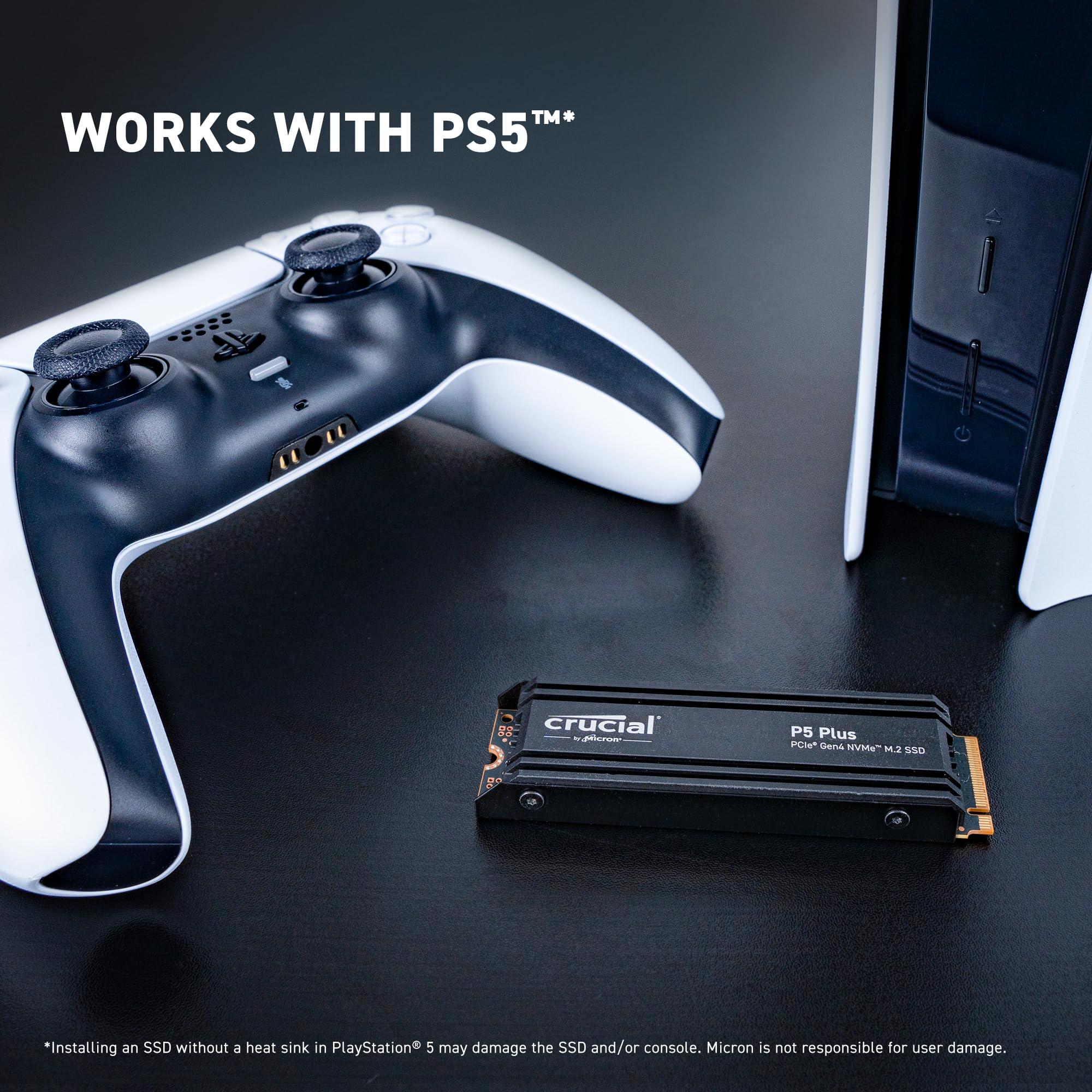 Crucial Crucial P5 Plus 2TB Gen4 NVMe M.2 SSD Internal Gaming SSD with Heatsink, Compatible with PlayStation 5(PS5) - up to 6600MB/s - CT2000P5PSSD5