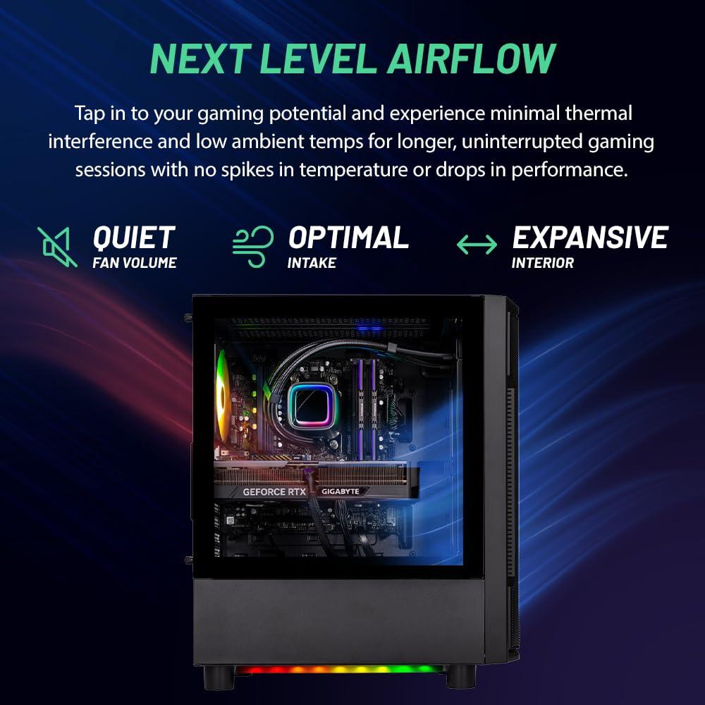 Skytech Gaming Skytech Gaming Shadow Gaming PC Desktop AMD Ryzen 7 5700X 3.4 GHz, NVIDIA RTX 4060, 1TB NVME SSD, 16GB DDR4 RAM 3200, 600W Gold PSU, 11AC Wi-Fi, Windows 11 Home 64-bit,Black