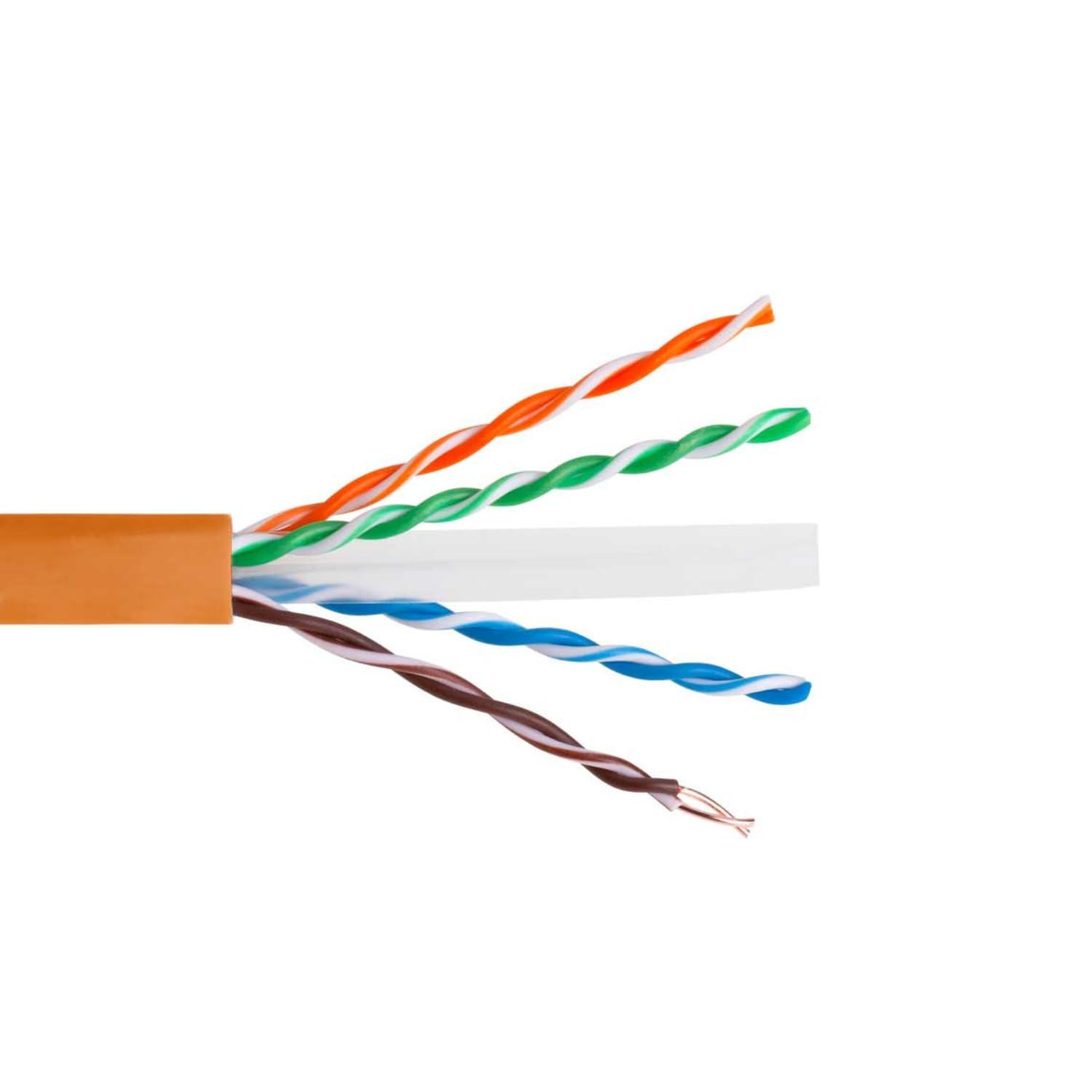 SATMAXIMUM CAT6 Cable 1000ft Solid Conductor 23AWG 4 Pair 550MHz Unshielded Twisted Pair (UTP), Bulk Ethernet LAN CCA Wire, Pull Box (Orange)