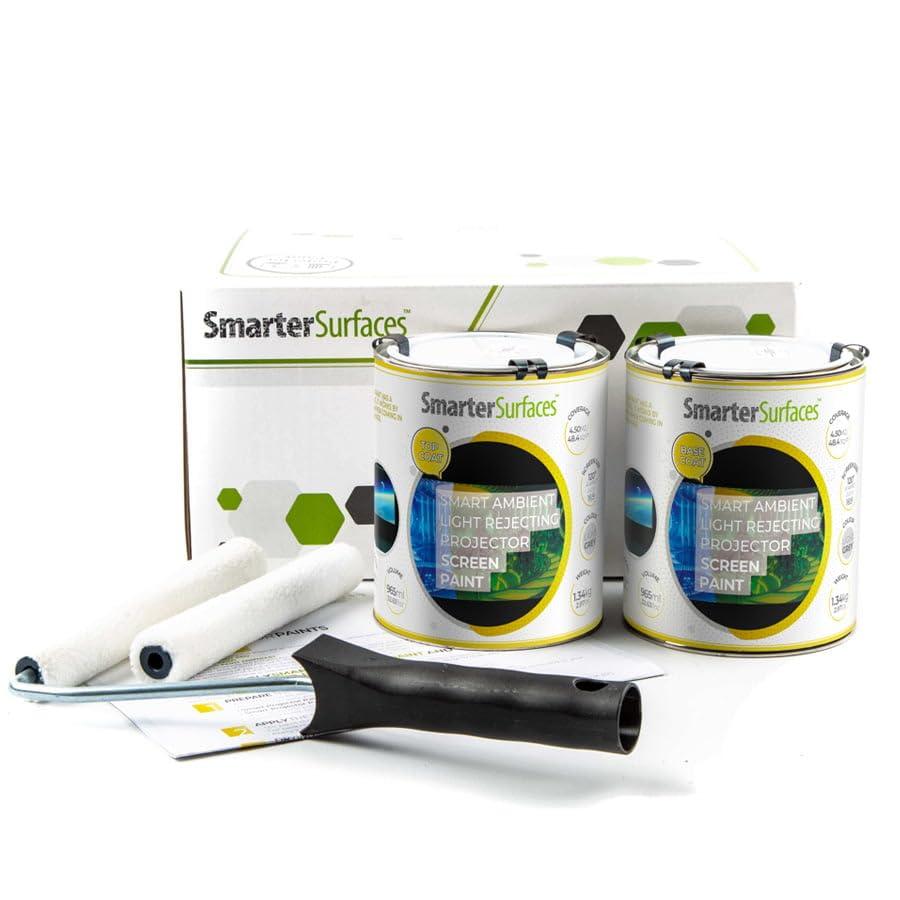 SmarterSurfaces SmarterSurfaces Ambient Light Rejecting Projector Screen Paint (270 sqft/169.07 floz) 4K & 8K Ultra HD Projector Paint Perfect for Dark Rooms & Conferencing Spaces with Ultra Matte Finish (Gain 0.71)