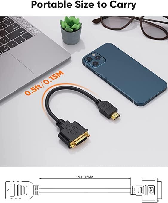 CableCreation CableCreation HDMI Male to DVI Female 0.5ft [10 Pack], Bi-Directional HDMI Male to DVI-I (24+5) Female Adapter, for PC, TV, TV Box, PS5, Blue-ray, Xbox,Switch