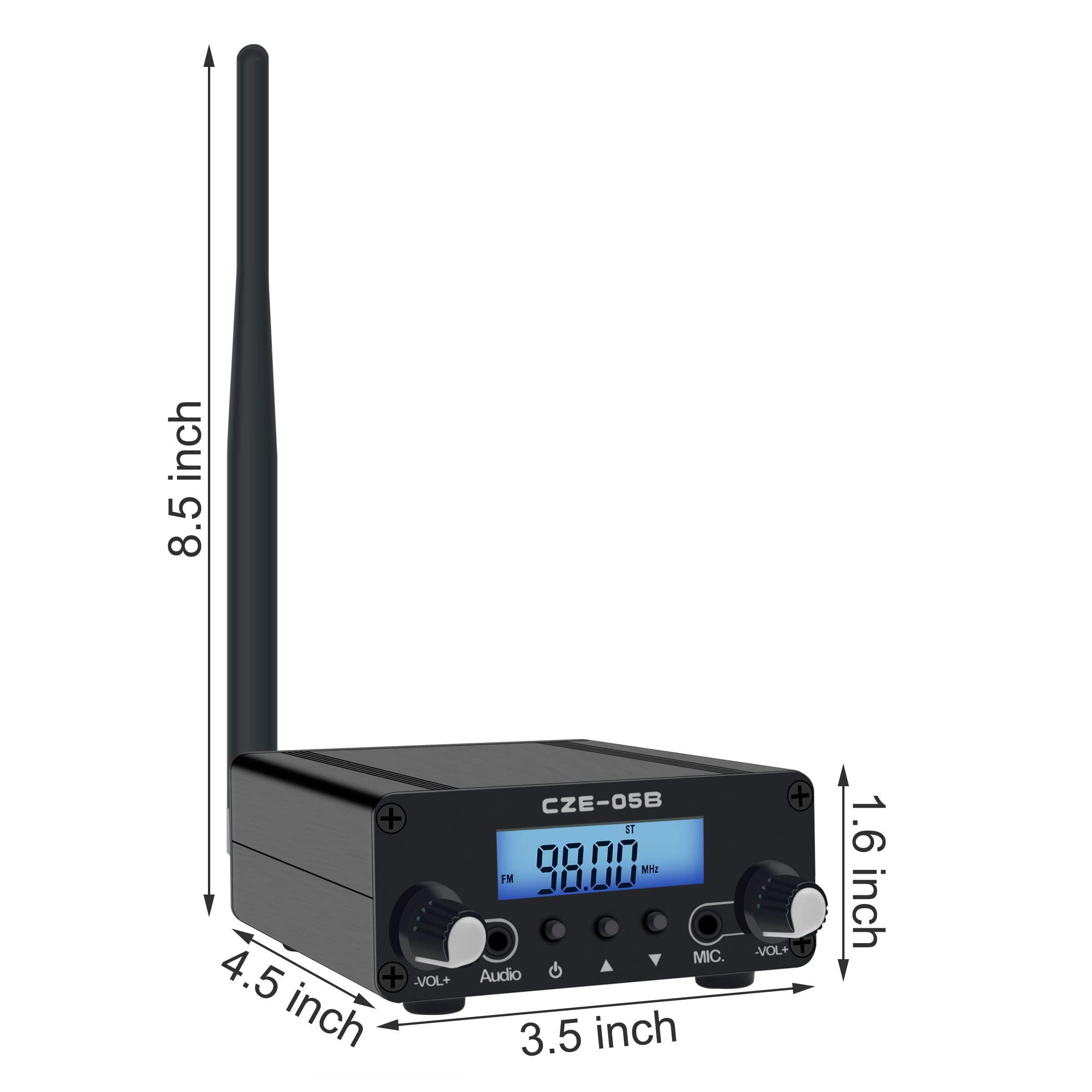 BaseWish BaseWish 0.5W 0.1W Long Range FM Transmitter with LCD & 3.5mm Audio Cable - Ideal for Drive-in Church, School & Supermarket Events, Light Shows & Fireworks Display - Black