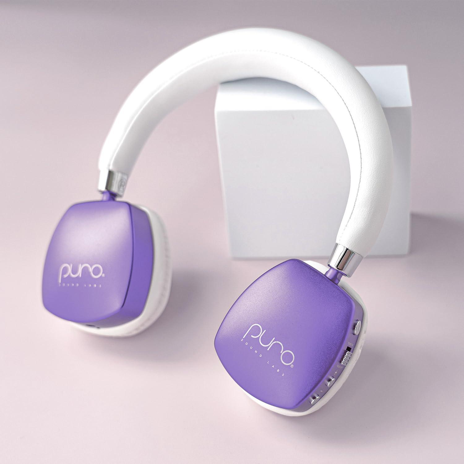 Puro Sound Labs Puro Sound Labs PuroQuiet Plus Volume Limited On-Ear Active Noise Cancelling Bluetooth HeadphonesLightweight Headphones for Kids with Built-in MicrophoneSafer Sound Studio-Grade Quality (Purple)