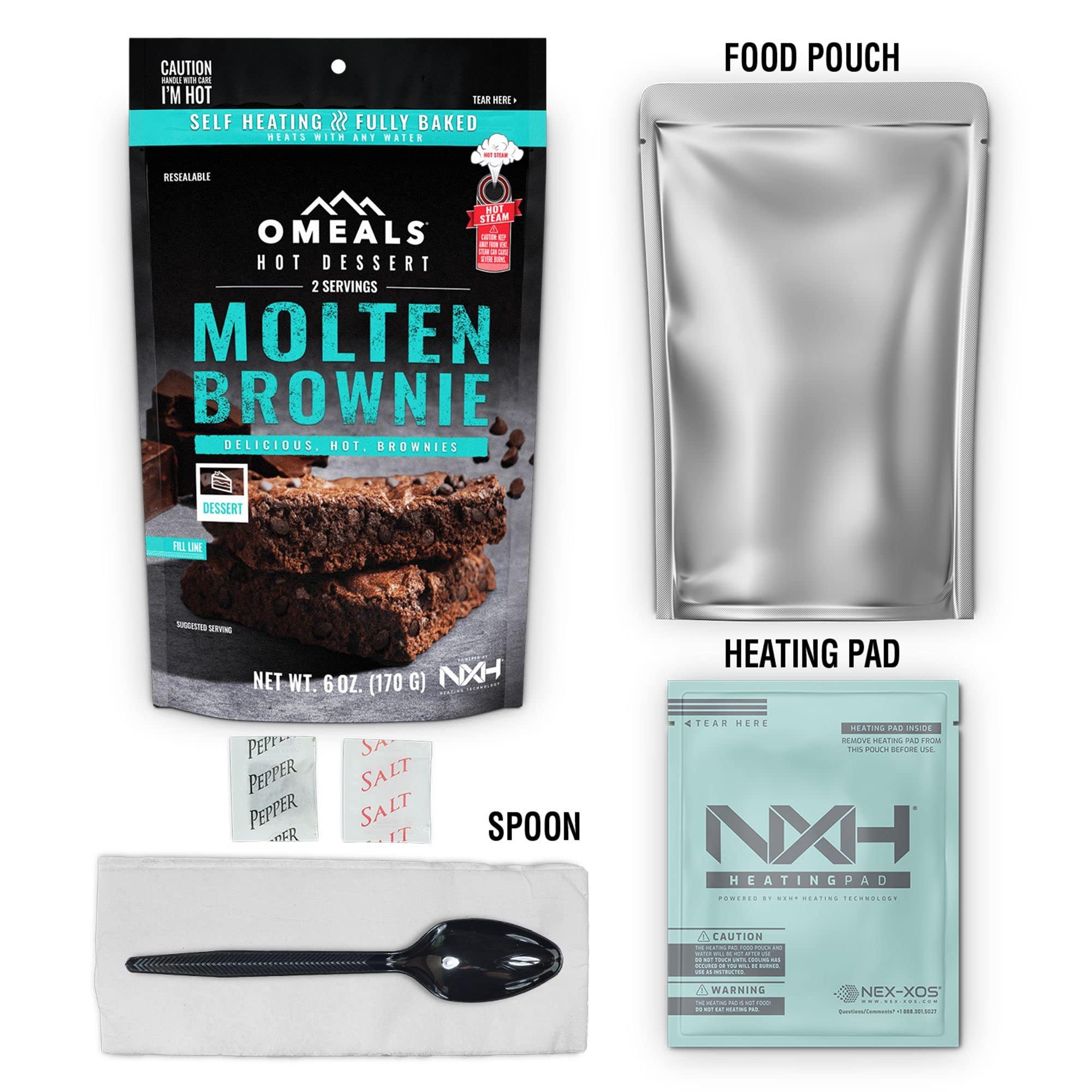 OMEALS OMEALS Molten Brownies Dessert Snack MRE Sustainable Premium Outdoor Food Extended Shelf Life- Gluten Free - Vegan -Fully Baked Perfect for Camping Enthusiasts, Travelers, Emergency Supplies-USA Made