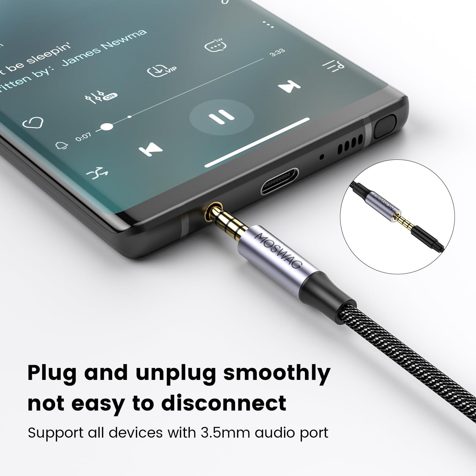 MOSWAG MOSWAG 10FT/3Meter Long 3.5mm Extension TRRS 4-Pole Headphone Cable Male to Female Audio Cable Nylon Braided Compatible for Home/Car Stereos Smartphones Headphones Tablets Media Players and More