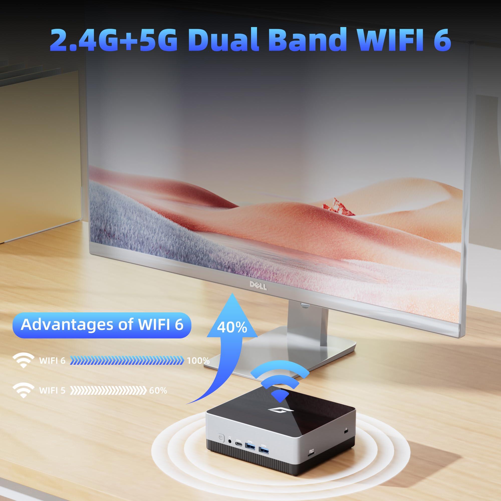 CyberGeek CyberGeek Nano A1 Small PC Intel 12th Alder Lake N100 (up to 3.4GHz), Mini Desktop Computer 8GB DDR4 RAM 256GB PCIe SSD, Tiny PC with 4K Dual HDMI/USB3.0/WiFi 6/BT5.2/RJ45/VESA for School Home Office