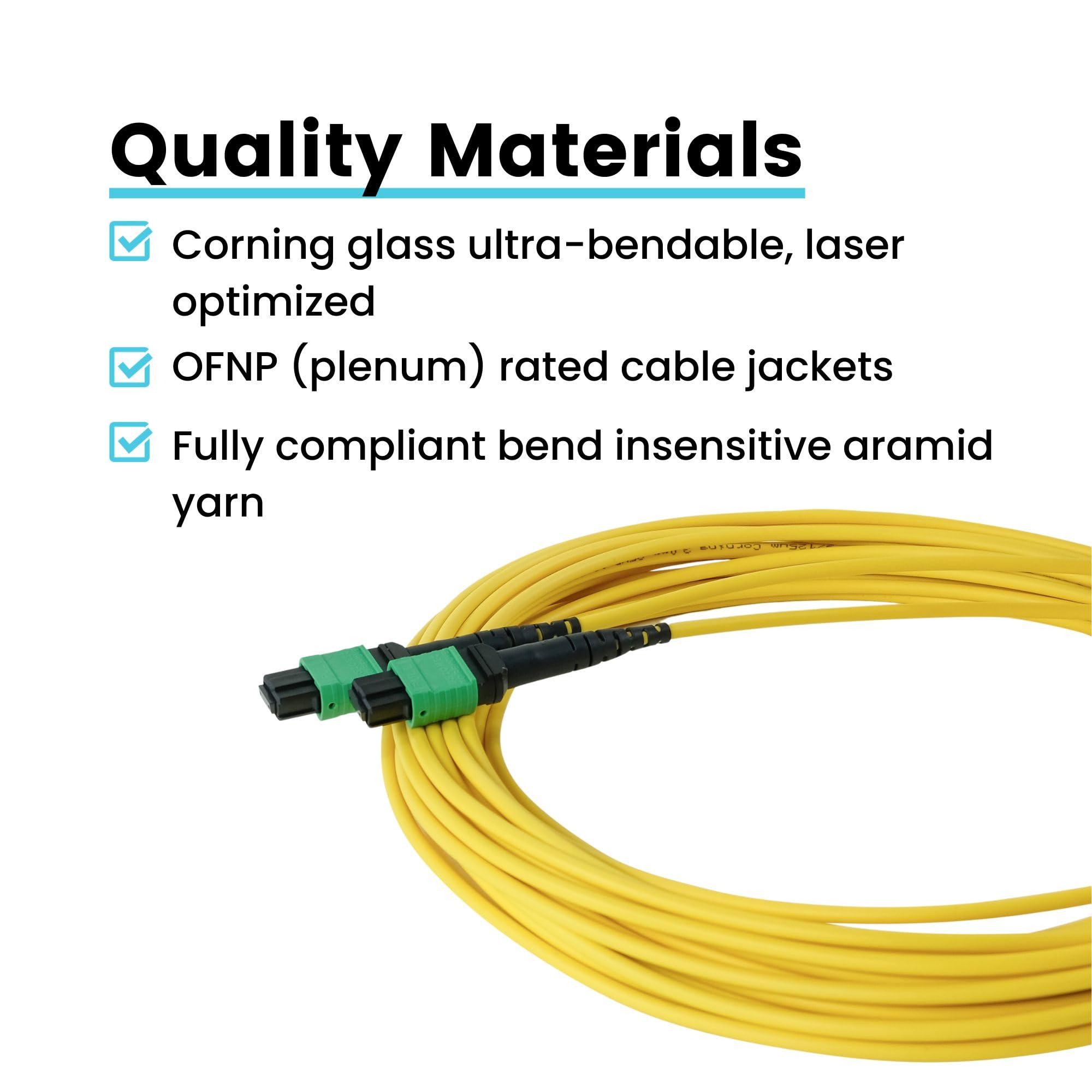 TRUE CABLE trueCABLE MTP/MPO Elite APC OS2 SM 12F Unpinned (F) Type B Polarity Plenum (OFNP) QSFP28 40/100/400G UL Listed Fiber Patch Cable, 15m (49.21ft), 1pc