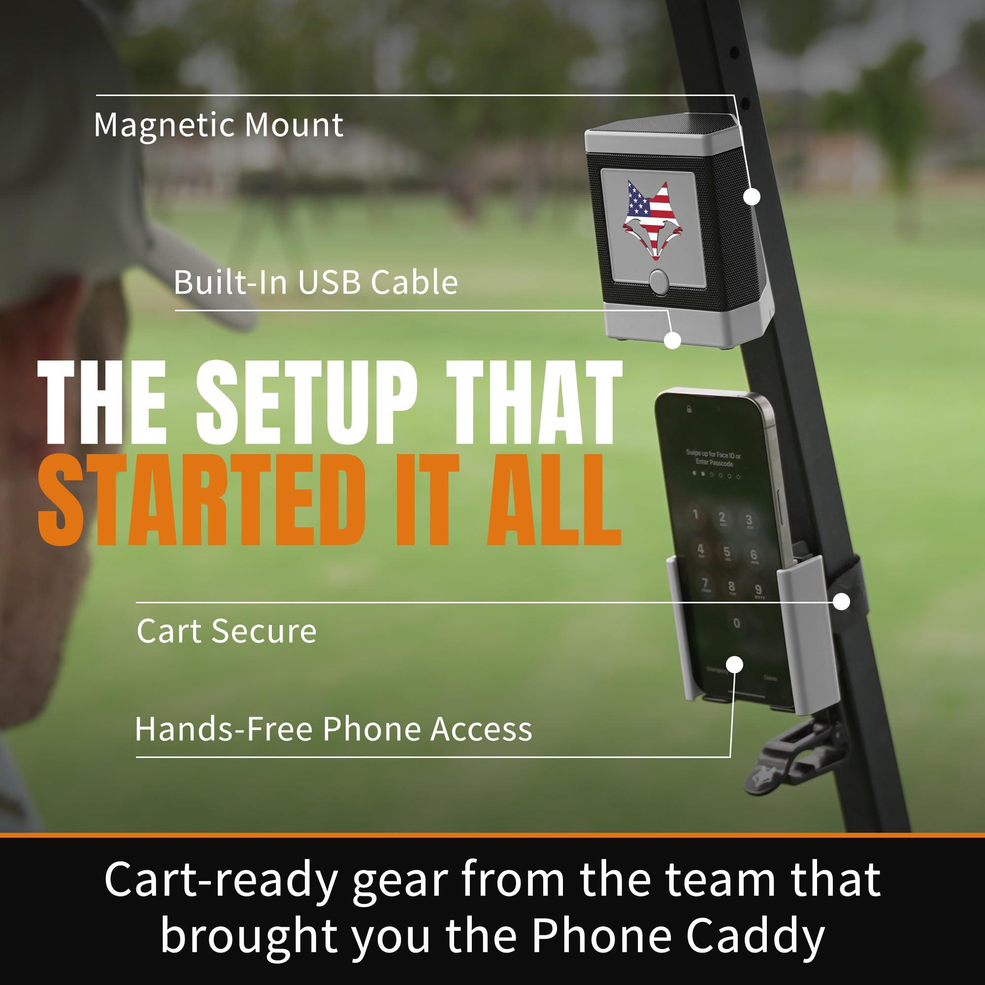 Desert Fox Desert Fox DJ-10 Wireless Golf Speaker - Bluetooth Speaker Built Specifically for Golf - Magnetic Attachment to Golf Cart (Gray w/US Flag)