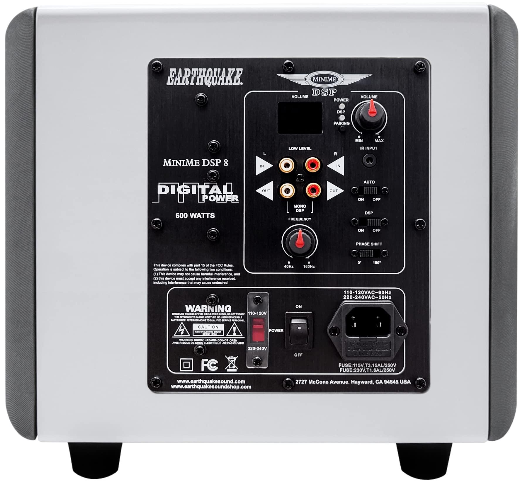 EARTHQUAKE EARTHQUAKE Sound MiniMe DSP P8 8-inch Powered Subwoofer with DSP Control and SLAPS Passive Radiator Technology, White