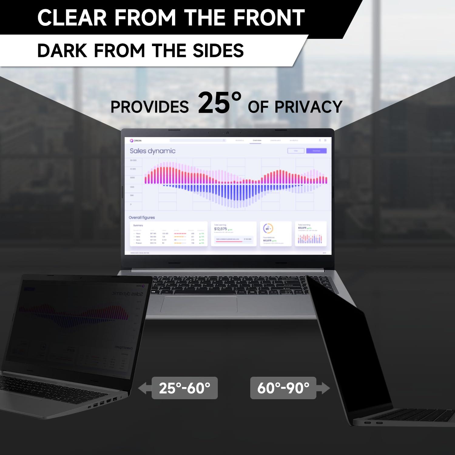 ANTOGOO V 14 Inch 16:9 Laptop Privacy Screen Filter, Anti Blue Light Glare & Anti Scratch Computer Privacy Shield for 14" with 1920x1080 Aspect Ratio Laptop