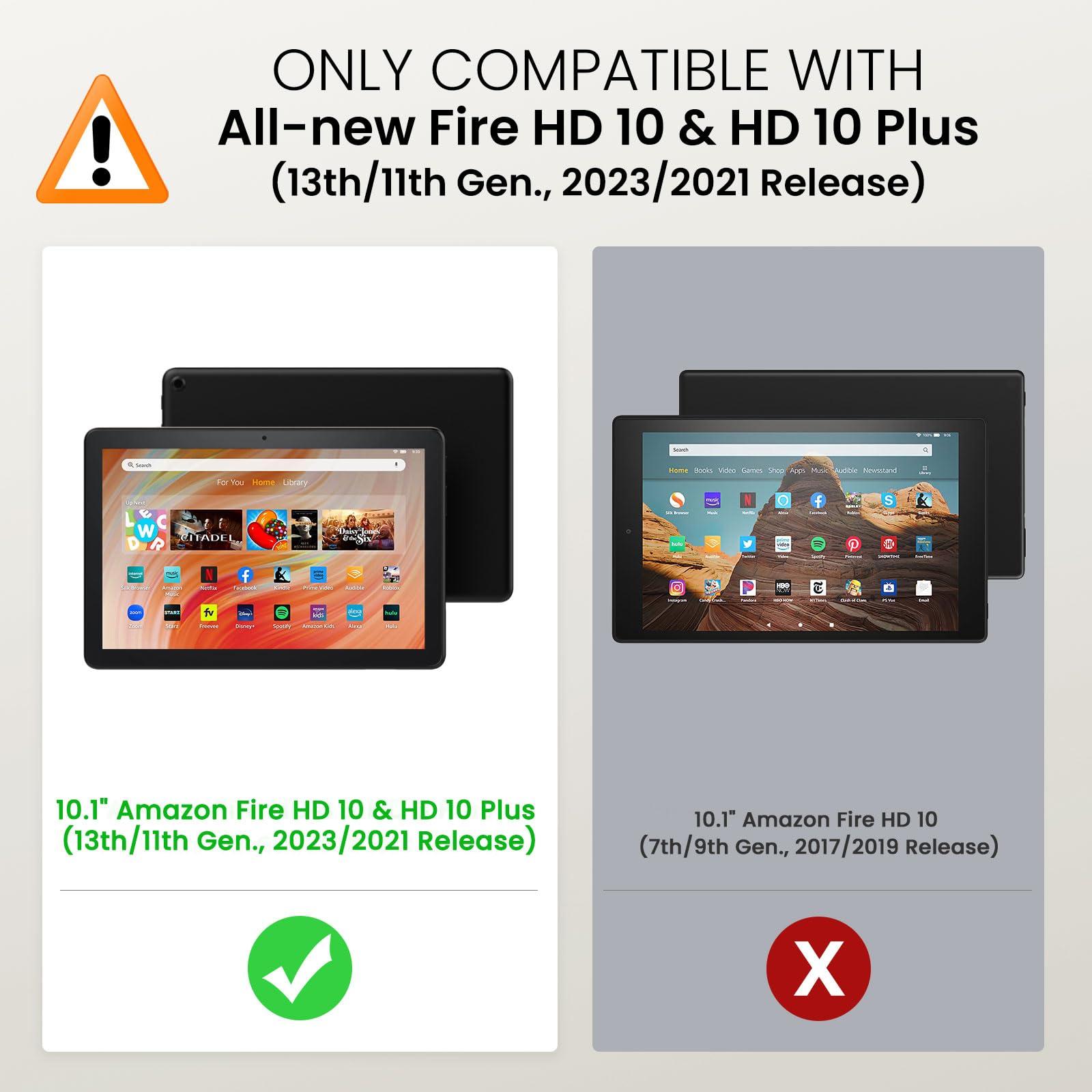 MoKo MoKo Case Fits All-New Amazon Kindle Fire HD 10 Tablet(13th Gen, 2023 Release) 10.1\"-[Heavy Duty] Full Body Rugged Cover Stand Case for Fire Tablet 10 2023 with Built-in Screen Protector, Gray/Blue