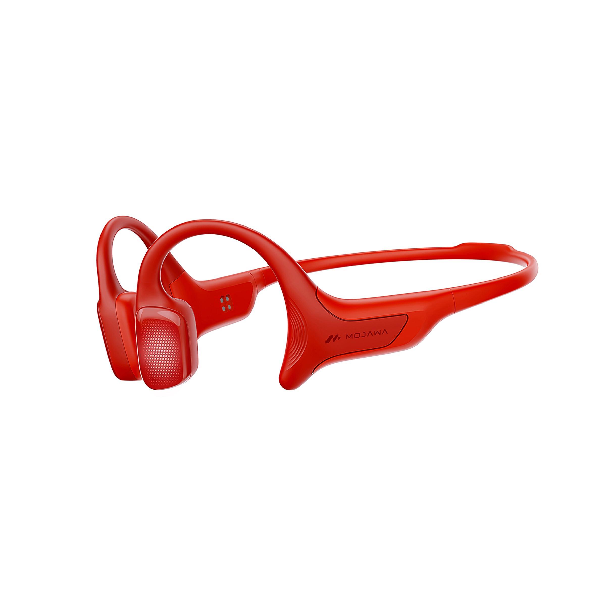 mojawa mojawa HaptiFit Terra Advanced Smart Sports Wearable, Open Ear Bluetooth Bone Conduction Headphones with Mic and 32GB MP3, Waterproof Wireless Earphones for Workouts, Swimming and Running, Red