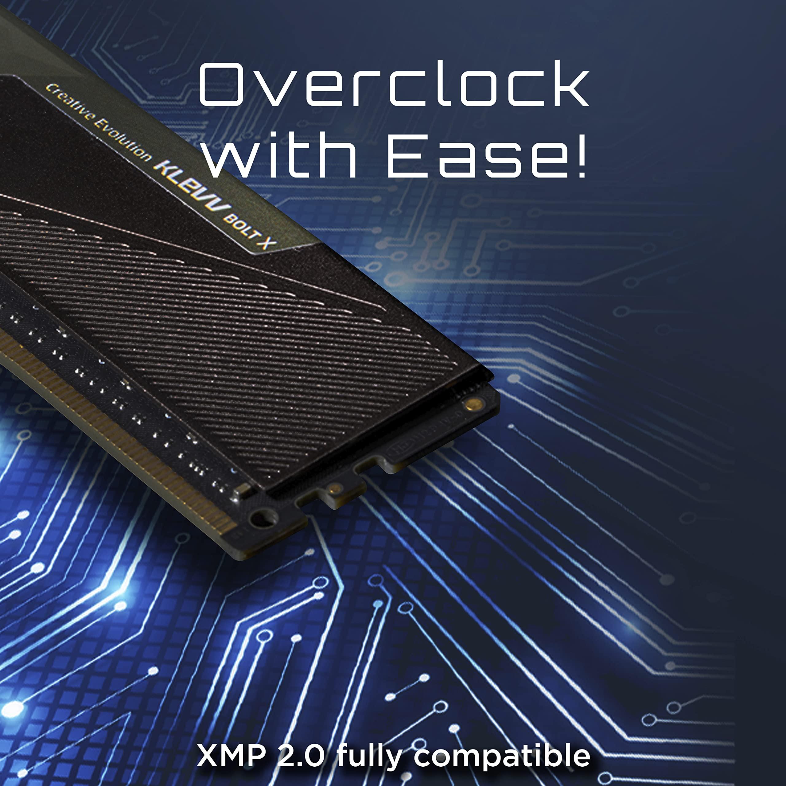 KLEVV KLEVV Bolt X DDR4 16GB (2x8GB) 3200MHz CL16 1.35V Gaming Desktop Ram Memory SK Hynix Chip XMP 2.0 Ready (KD48GU880-32A160U)