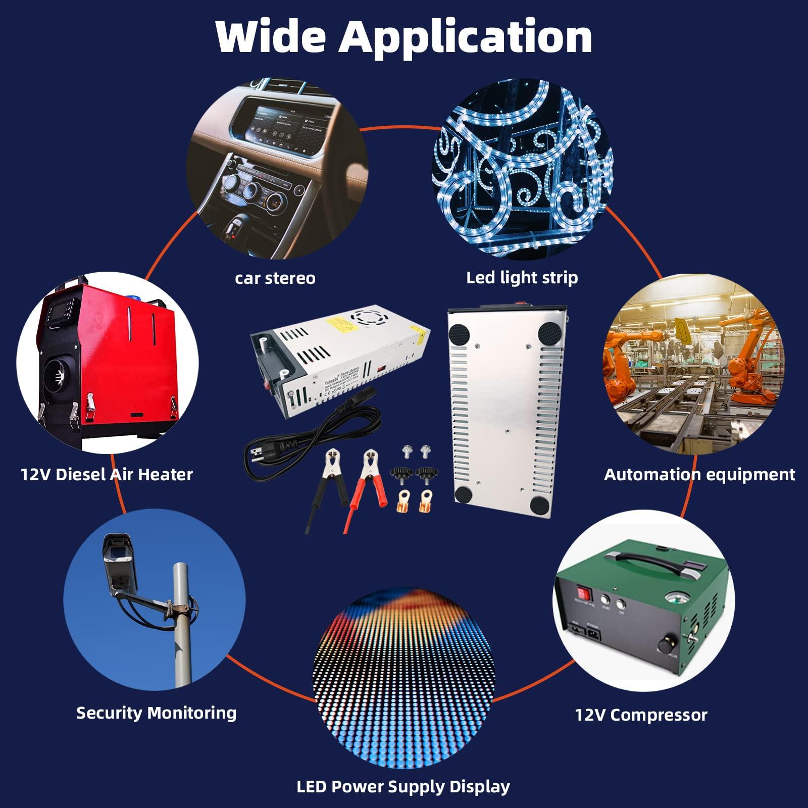 Yaheeda Yaheeda New Version Converter, 110V AC to 12V DC Converter Power Supply 12V 600W 50A DC Switch Transformer for RV,Pump,LED Strip, LCD Monitor