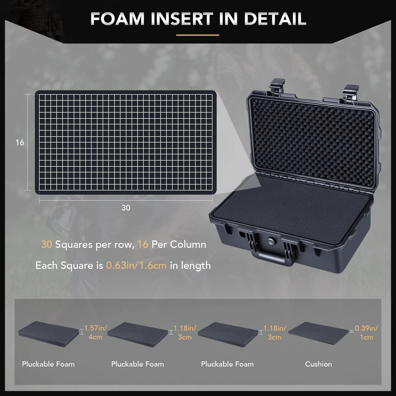 Lykus Lykus HC-5110 Large Waterproof Hard Case with Foam, Interior Size 20x11.4x6.7 inch, Suitable for gun,electronic equipment and more