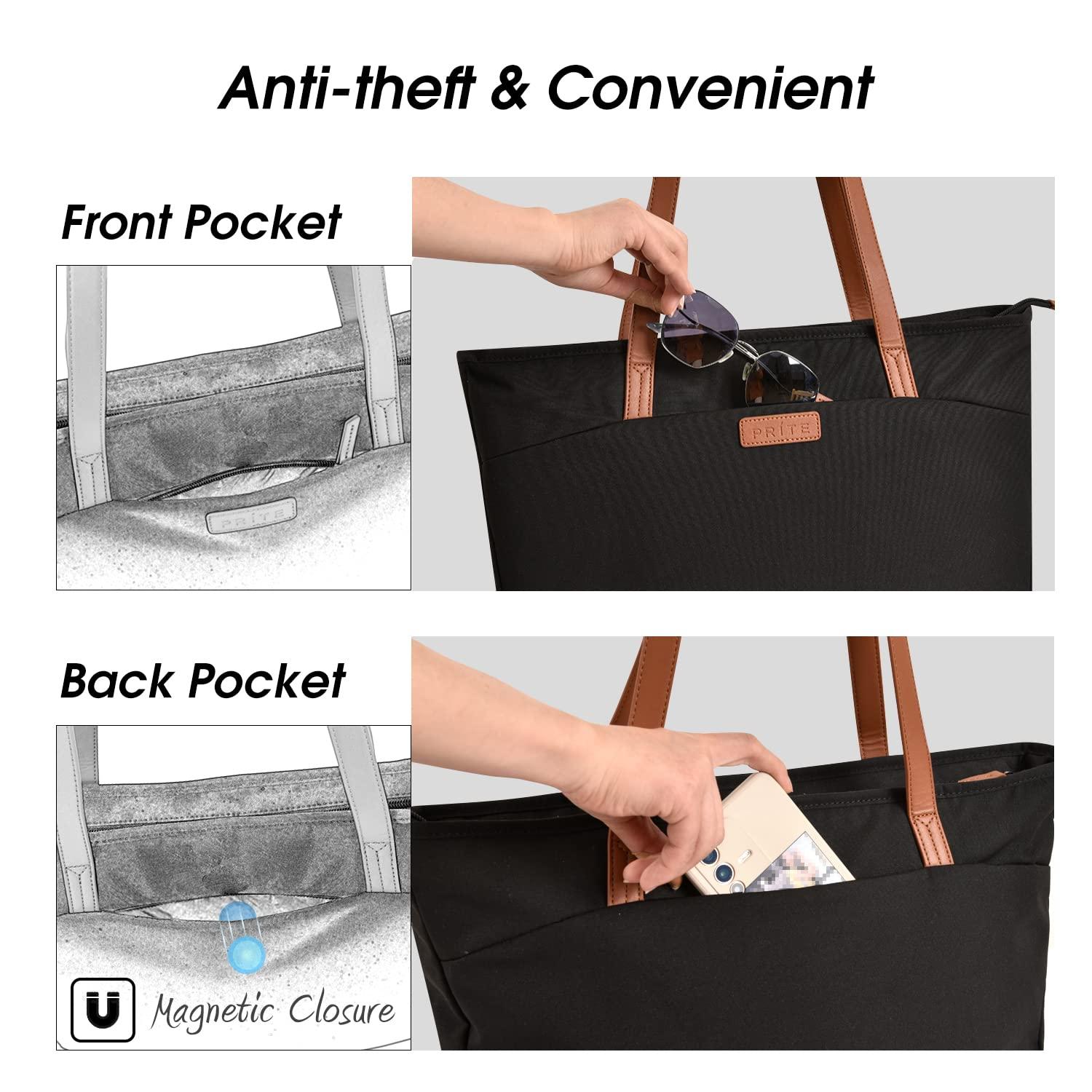 OEIPSMK OEIPSMK Laptop Tote Bag for Women Shoulder Bag with 16 Computer Compartment for Work School Travel (Black)