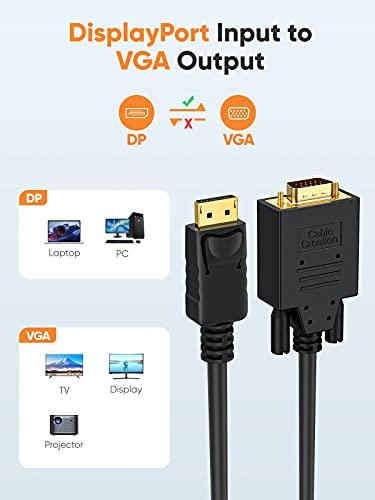 CableCreation CableCreation Displayport to VGA Cable 6FT, Displayport to VGA Adapter Gold Plated 1080P@60Hz, Standard DP Male to VGA Male Cable, Compatible with Laptop, PC, TV, Projector, Black