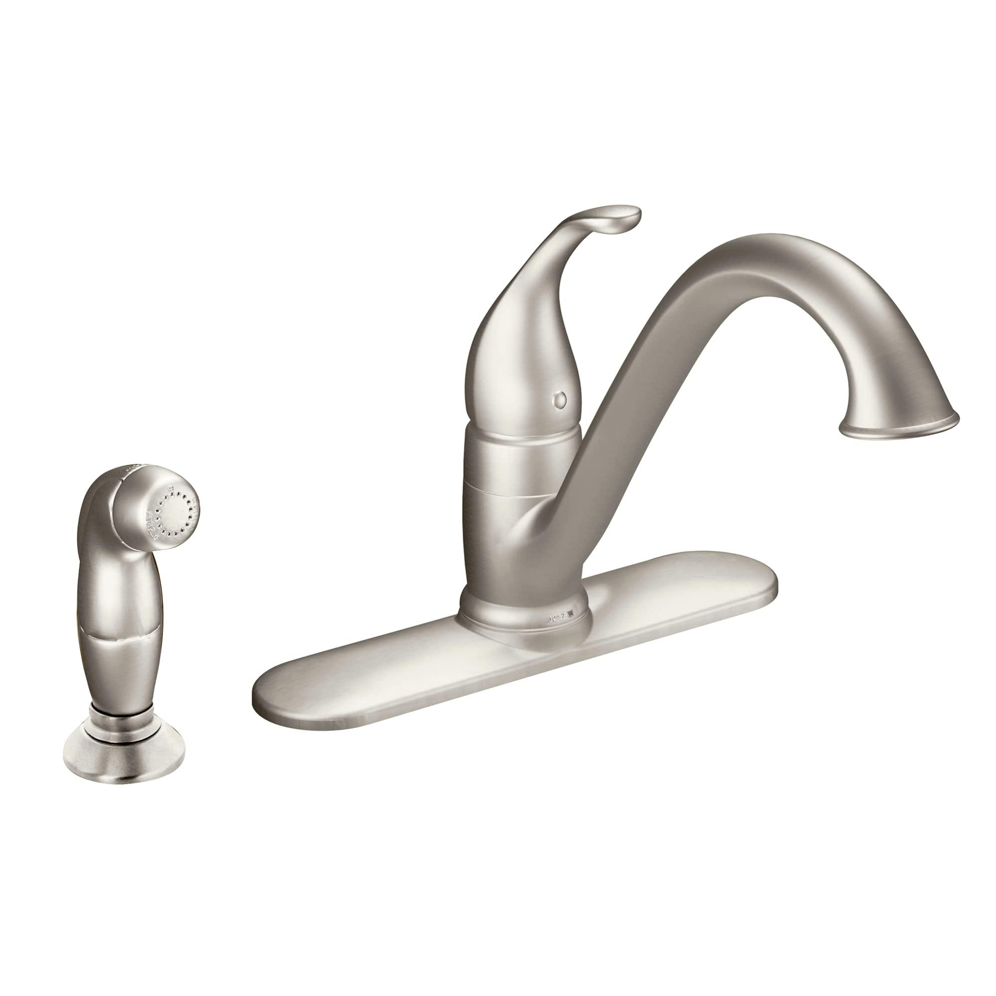 Moen Moen 7840SRS Camerist One-Handle Low Arc Kitchen Faucet with Side Spray, Spot Resist Stainless