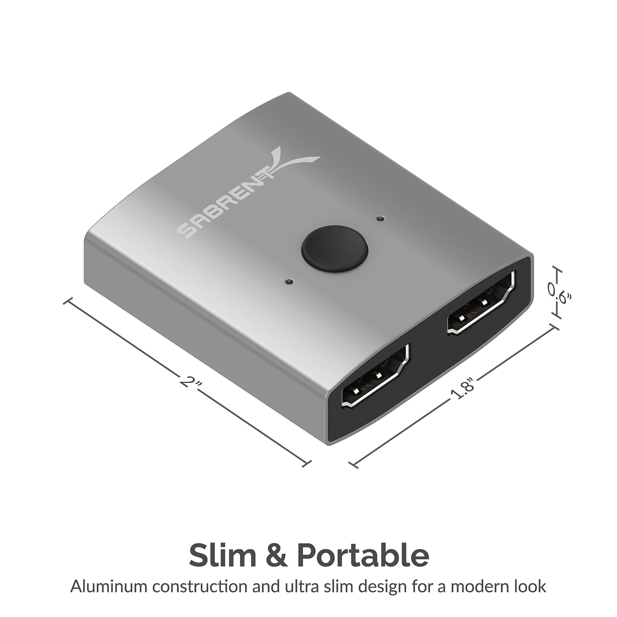 SABRENT SABRENT 2-Port 4K Dual HDMI Sharing Switch + Premium 3-Port Aluminum Mini USB 3.0 Hub