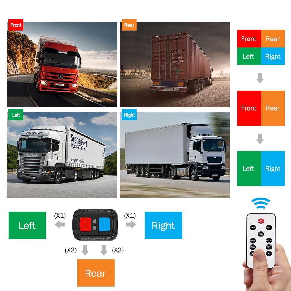 VSYSTO VSYSTO 4CH Truck Dash Camera System DVR Recorder Waterproof Backup Camera Front&Sides&Rear VGA for Truck Tractor Semi Trailer Van 7.0\" Monitor Infrared Night Vision