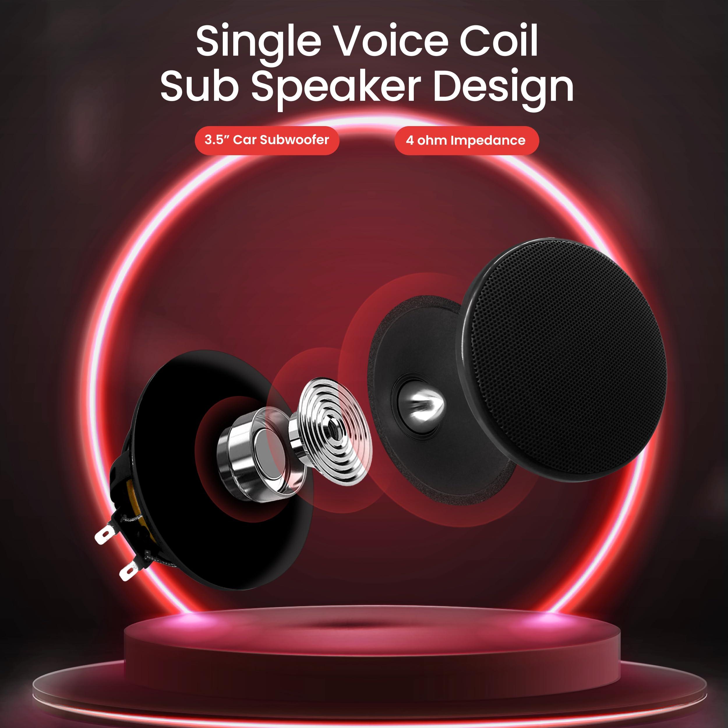 Pyle Pyle Single Voice Coil Car Subwoofer - 3.5 Inches, 20 Watts at 4-Ohm Car Audio Powered Subwoofer, PP Cone with Rubber Edge, High-Powered Car Subwoofer PLMW36