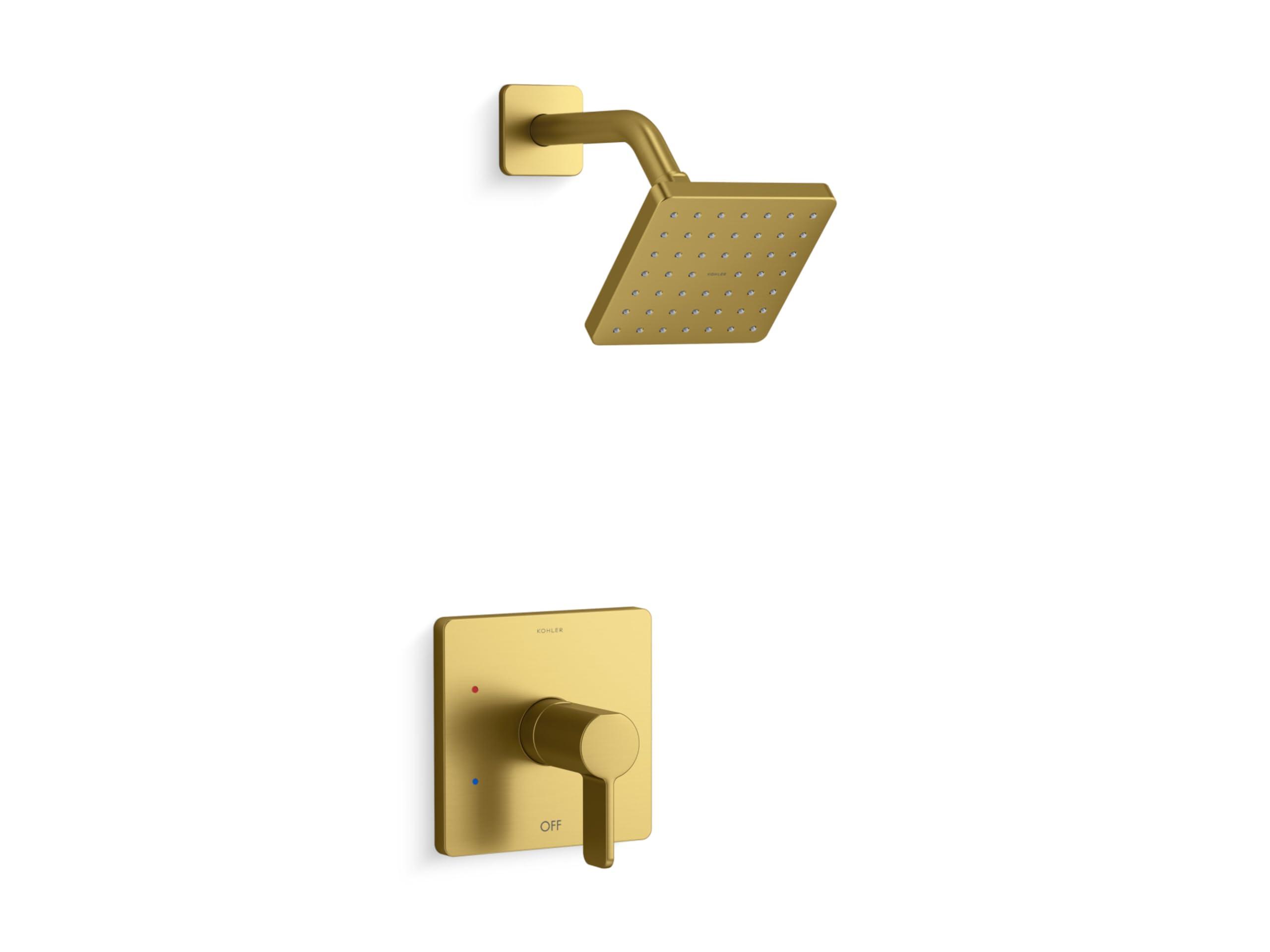 KOHLER Kohler K-TS23503-4G-2MB Parallel Rite-Temp Shower Trim Kit with Lever Handle, 1.75 GPM, Vibrant Moderne Brushed Brass