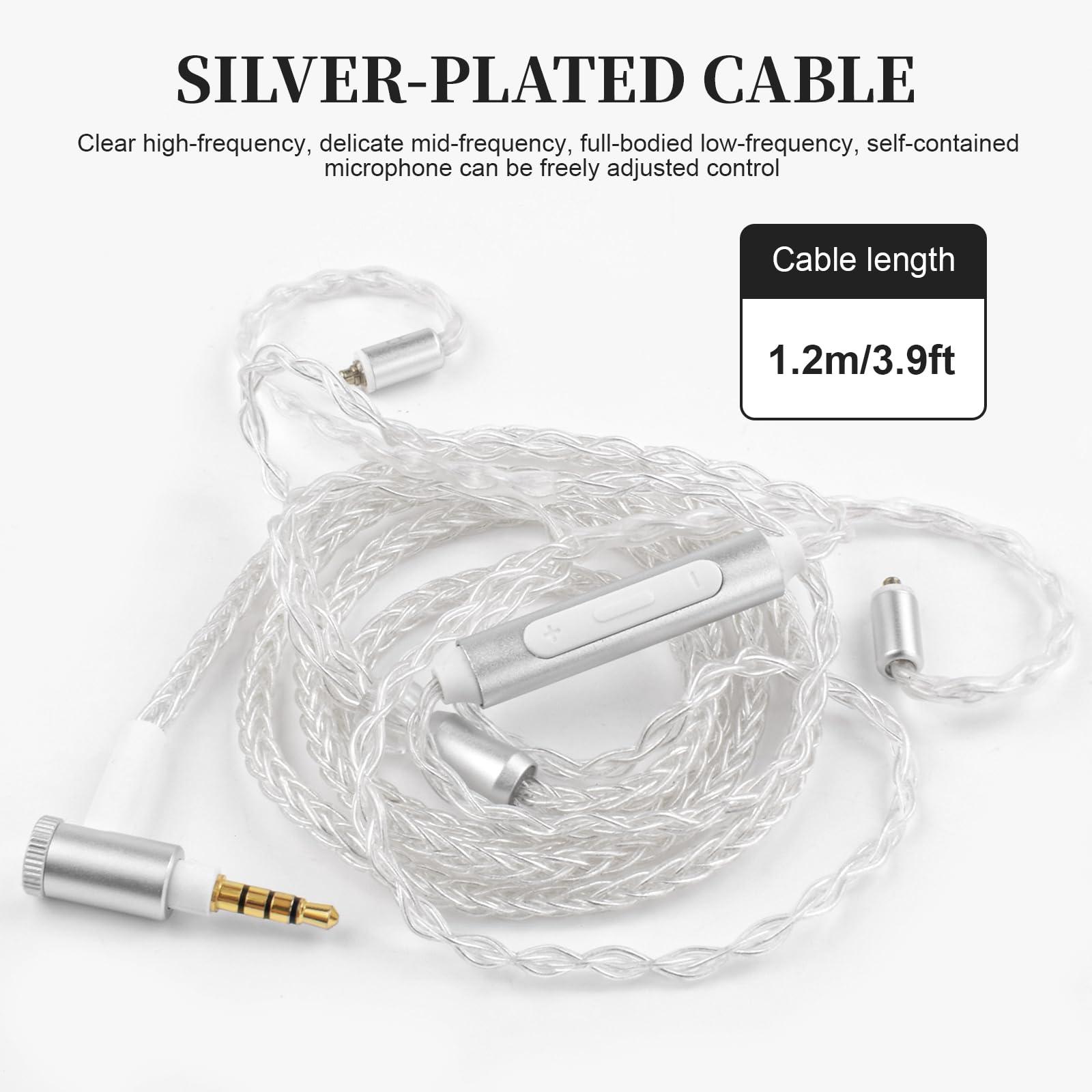 Gneinour SE215 with Mic Cable Compatible with Shure SE215, SE215 PRO, SE315, SE425, SE535, SE846, AONIC 3, AONIC 4, AONIC 5, UE900 Earphones, MMCX Earphone Cable, 4ft