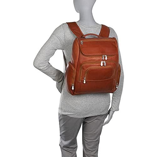 Piel Leather Piel Leather Multi-Pocket Laptop Backpack, Saddle, One Size