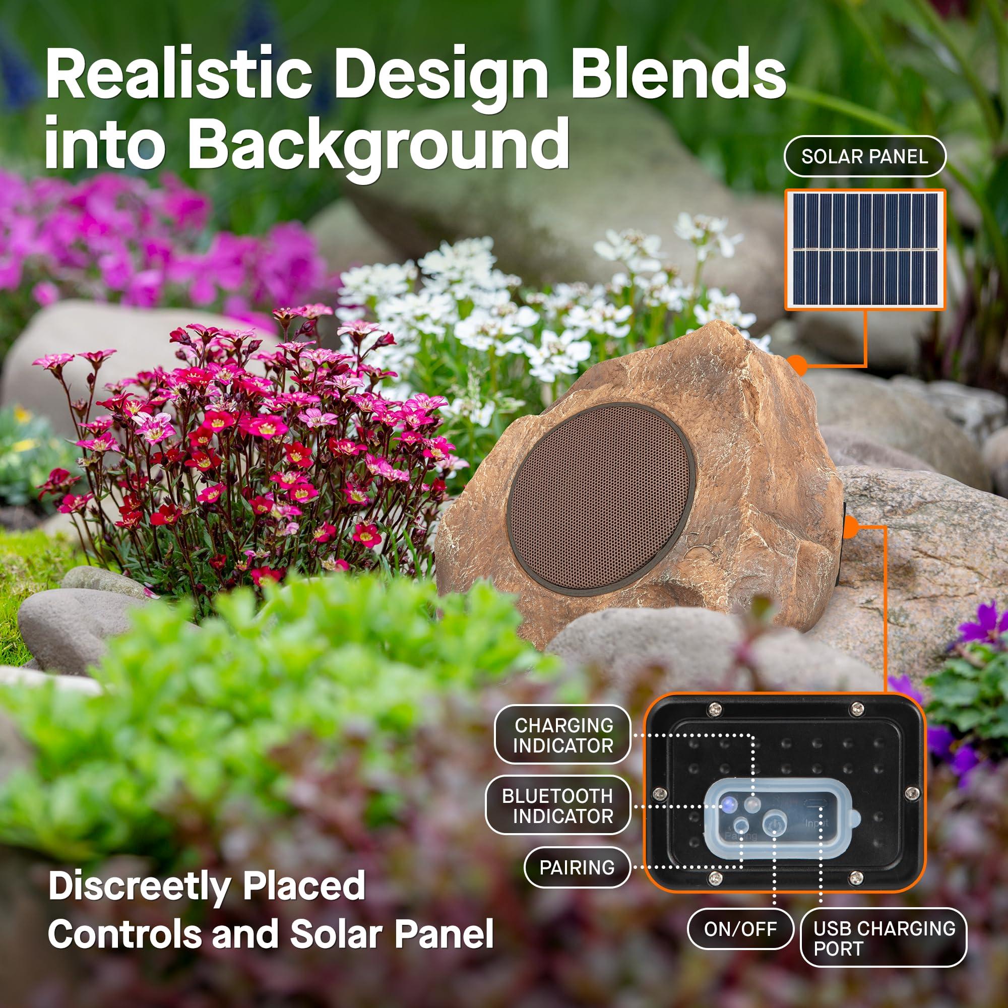 Homewell Homewell Solar Rock Speakers - Bluetooth Wireless Waterproof Weatherproof Ing Outdoor Speakers For Pool Patio Deck Backyard Garden - Brown (2-Pack)
