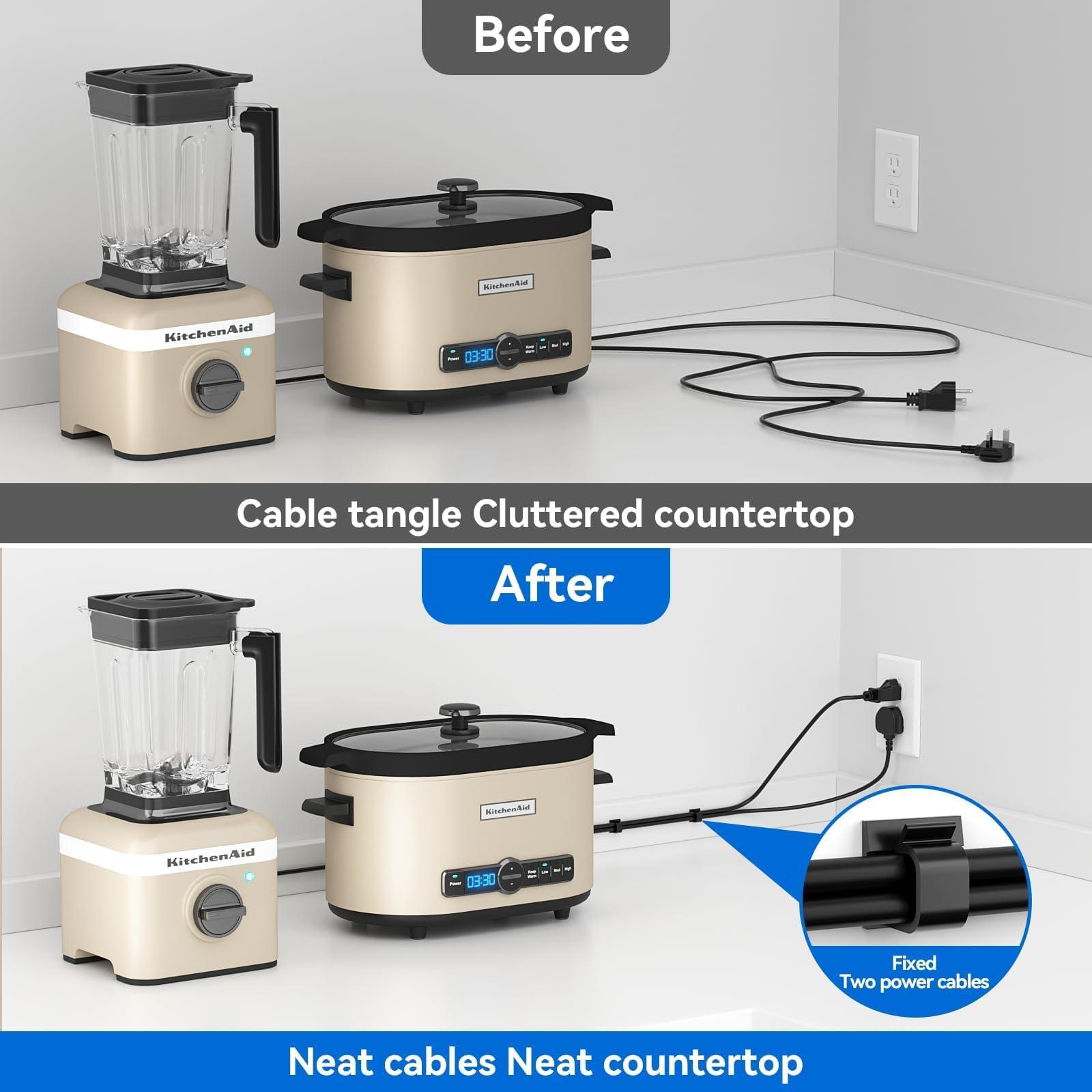 Yocice Large Cable Clips 40pcs with Strong Adhesive Tapes,Wire Holder Organizer Cord Management for Car, Office and Home (Black- L05(40PCS))