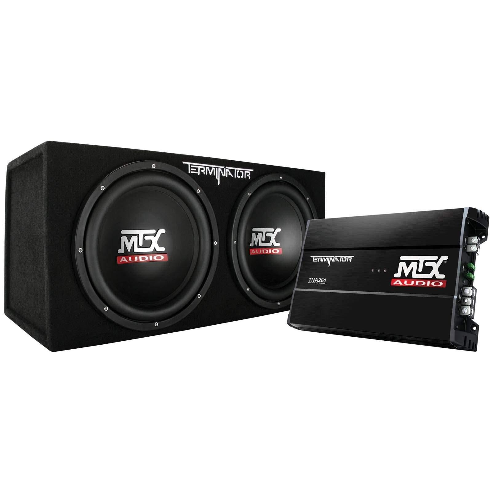 MTX MTX TNP212D2 12" 1200W Dual Loaded Car Subwoofer Audio with Sub Box and Amplifier (4 Pack)
