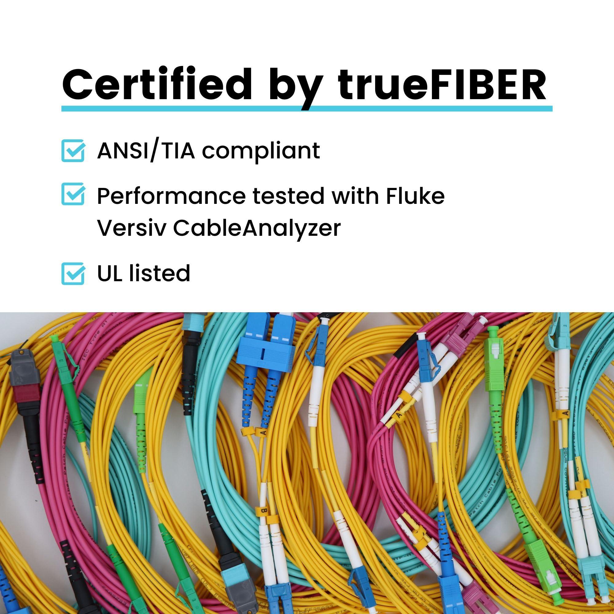 TRUE CABLE trueCABLE MTP/MPO Elite APC OS2 SM 12F Unpinned (F) Type B Polarity Plenum (OFNP) QSFP28 40/100/400G UL Listed Fiber Patch Cable, 15m (49.21ft), 1pc